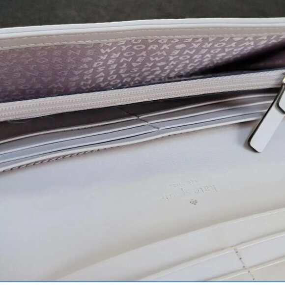 Kate Spade Off-White Leather Wrist Wallet — Large Cream Designer Wristlet - Picture 3 of 10